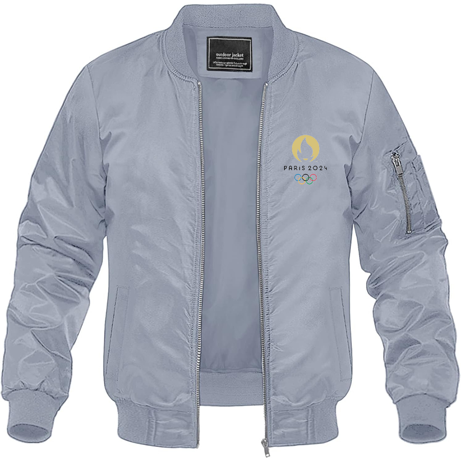 Men's New Olympics 2024 Paris Logo Lightweight Bomber Jacket Windbreaker Softshell Varsity Jacket Coat