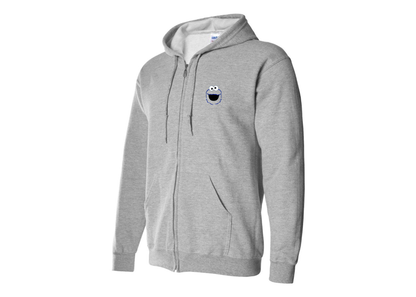Men's Sesame Street Cookie Monster face Zipper  Hoodie