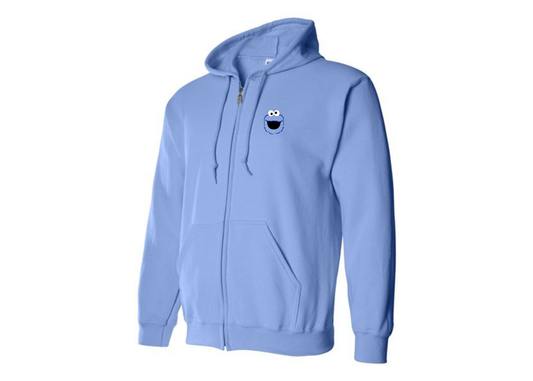 Men's Sesame Street Cookie Monster face Zipper  Hoodie