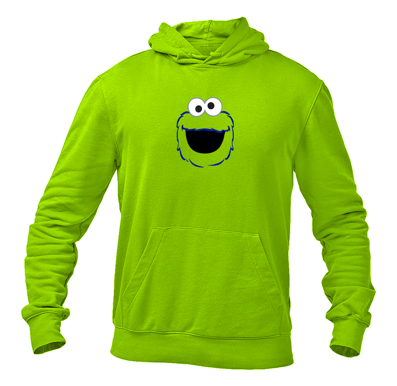 Men's Sesame Street Cookie Monster face Pullover  Hoodie