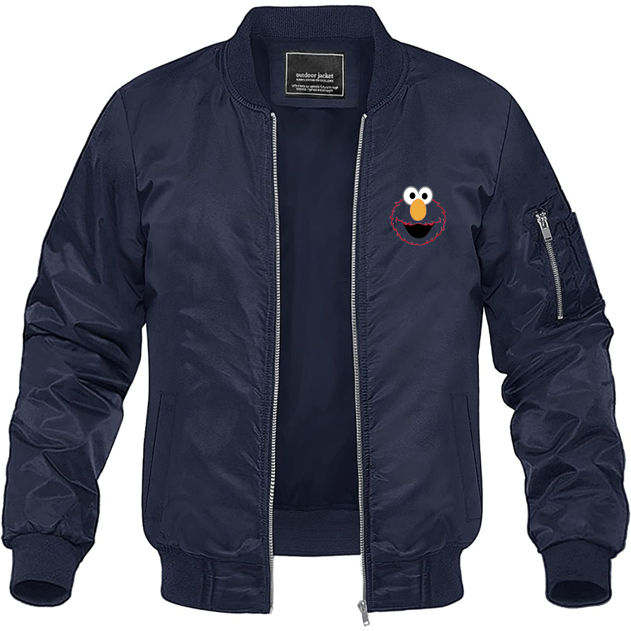 Men's Sesame Street Elmo Face Lightweight Bomber Jacket Windbreaker Softshell Varsity Jacket Coat