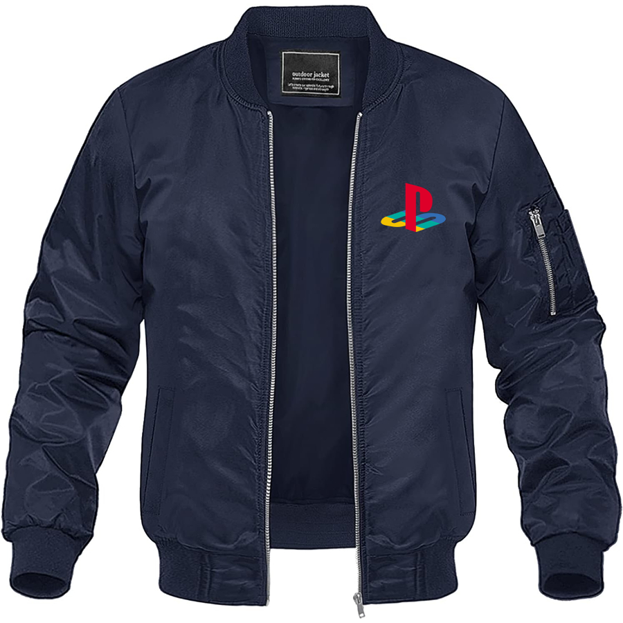 Men's Playstation Lightweight Bomber Jacket Windbreaker Softshell Varsity Jacket Coat