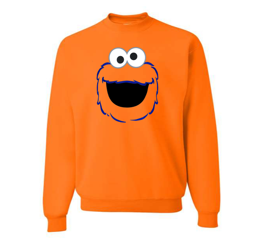 Men's Sesame Street Cookie Monster face Crewneck Sweatshirt
