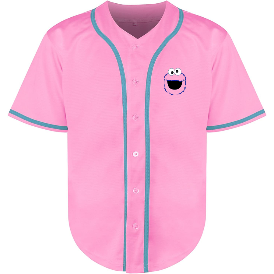 Men's Sesame Street Cookie Monster face Baseball Jersey
