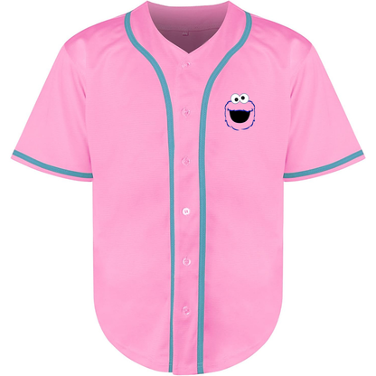 Men's Sesame Street Cookie Monster face Baseball Jersey