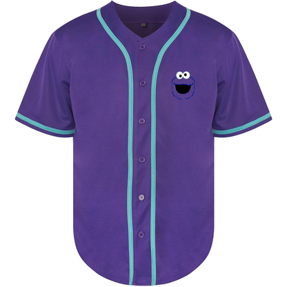 Men's Sesame Street Cookie Monster face Baseball Jersey