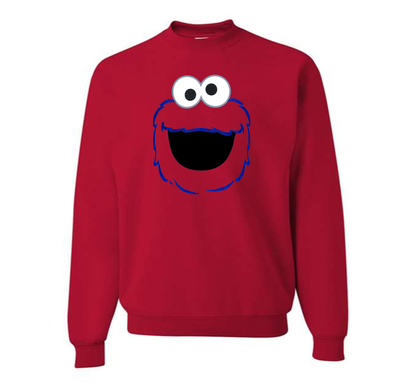 Men's Sesame Street Cookie Monster face Crewneck Sweatshirt
