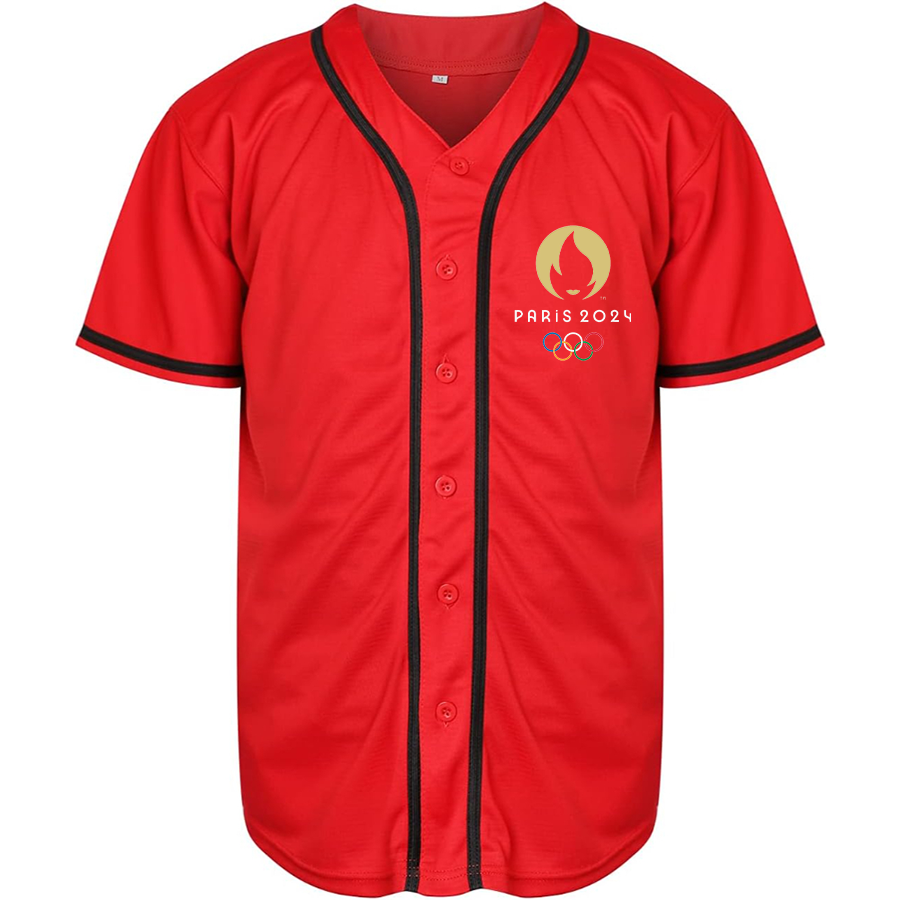 Men's New Olympics 2024 Paris Logo Baseball Jersey
