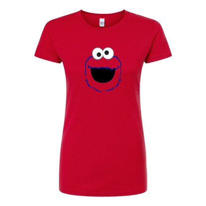 Women's Sesame Street Cookie Monster face Round Neck T-Shirt