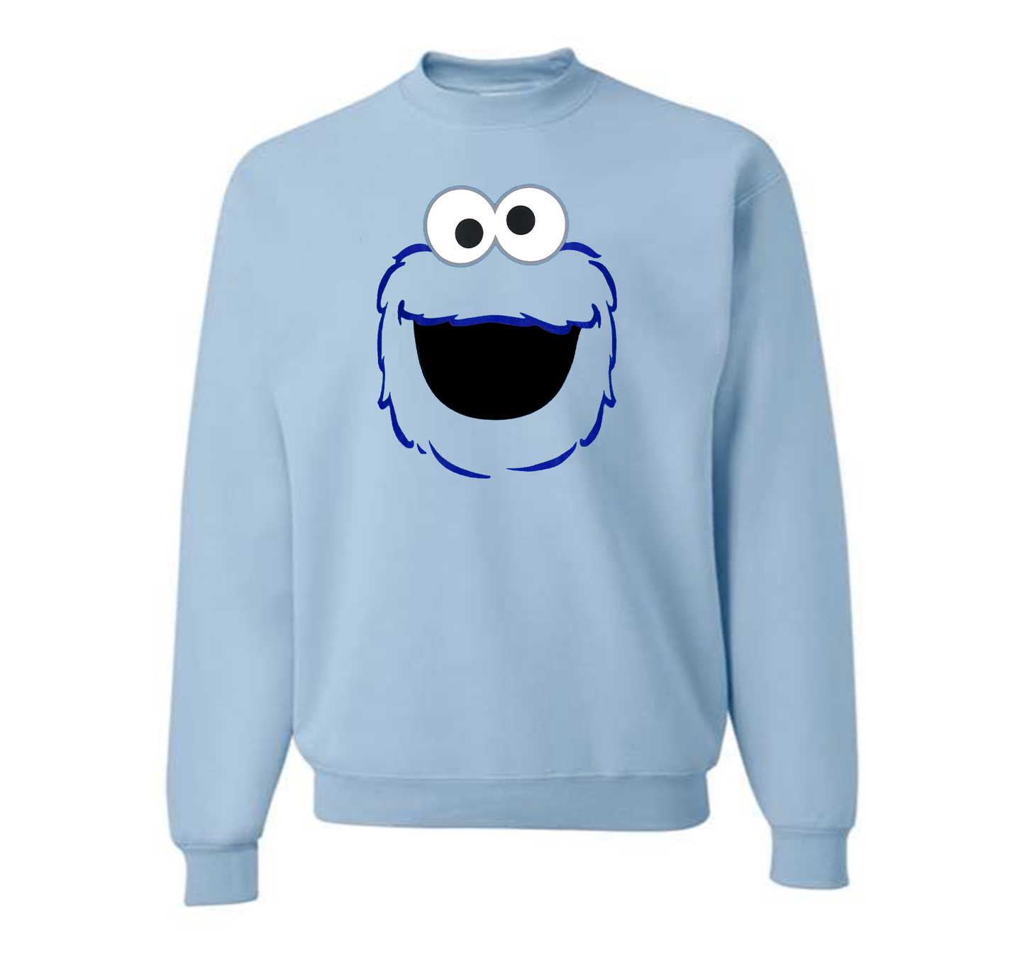 Men's Sesame Street Cookie Monster face Crewneck Sweatshirt