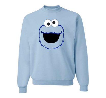 Men's Sesame Street Cookie Monster face Crewneck Sweatshirt