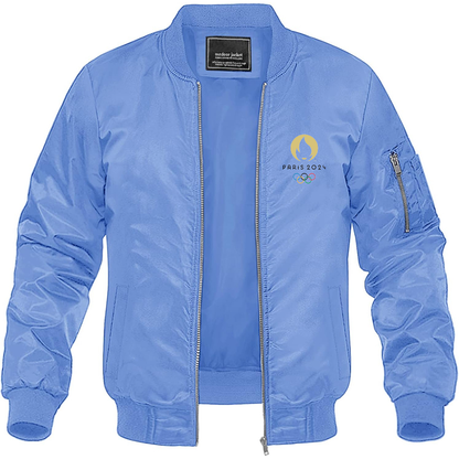 Men's New Olympics 2024 Paris Logo Lightweight Bomber Jacket Windbreaker Softshell Varsity Jacket Coat