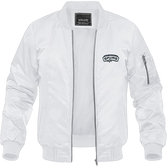 Men's San Antonio Spurs Lightweight Bomber Jacket Windbreaker Softshell Varsity Jacket Coat