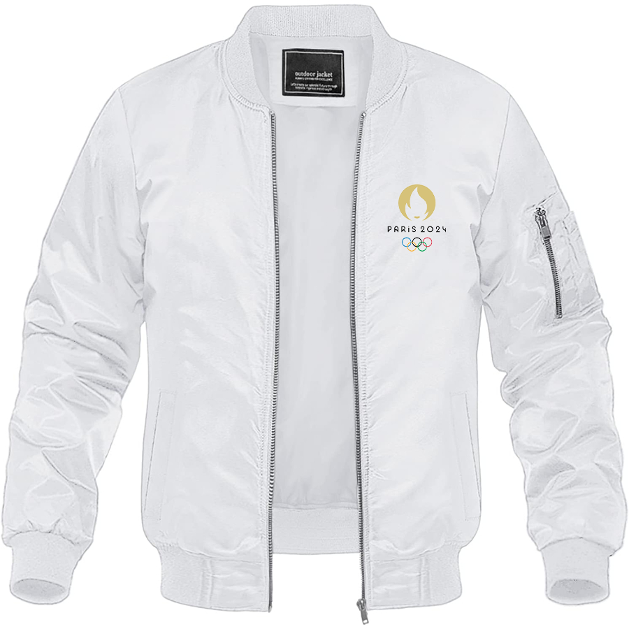 Men's New Olympics 2024 Paris Logo Lightweight Bomber Jacket Windbreaker Softshell Varsity Jacket Coat