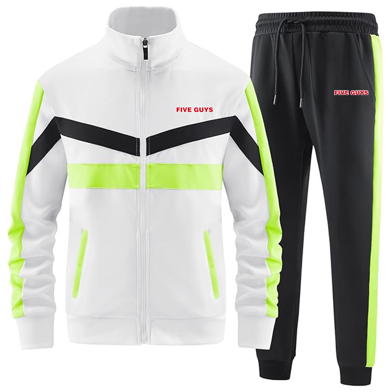 Men's Five Guys Casual 2 Piece Tracksuit Sets Long Sleeve Full Zip Jacket and Sweatpants Sport Outfits Sweatsuits