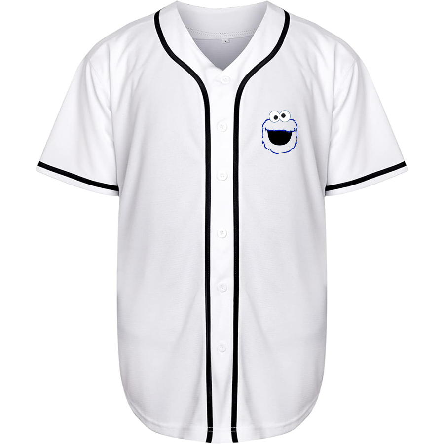 Men's Sesame Street Cookie Monster face Baseball Jersey