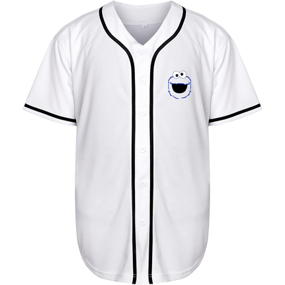 Men's Sesame Street Cookie Monster face Baseball Jersey