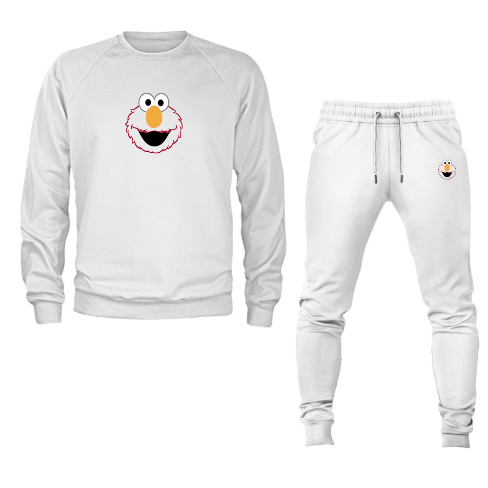 Unisex Sesame Street Elmo Face Crewneck Sweatshirt Joggers Suit