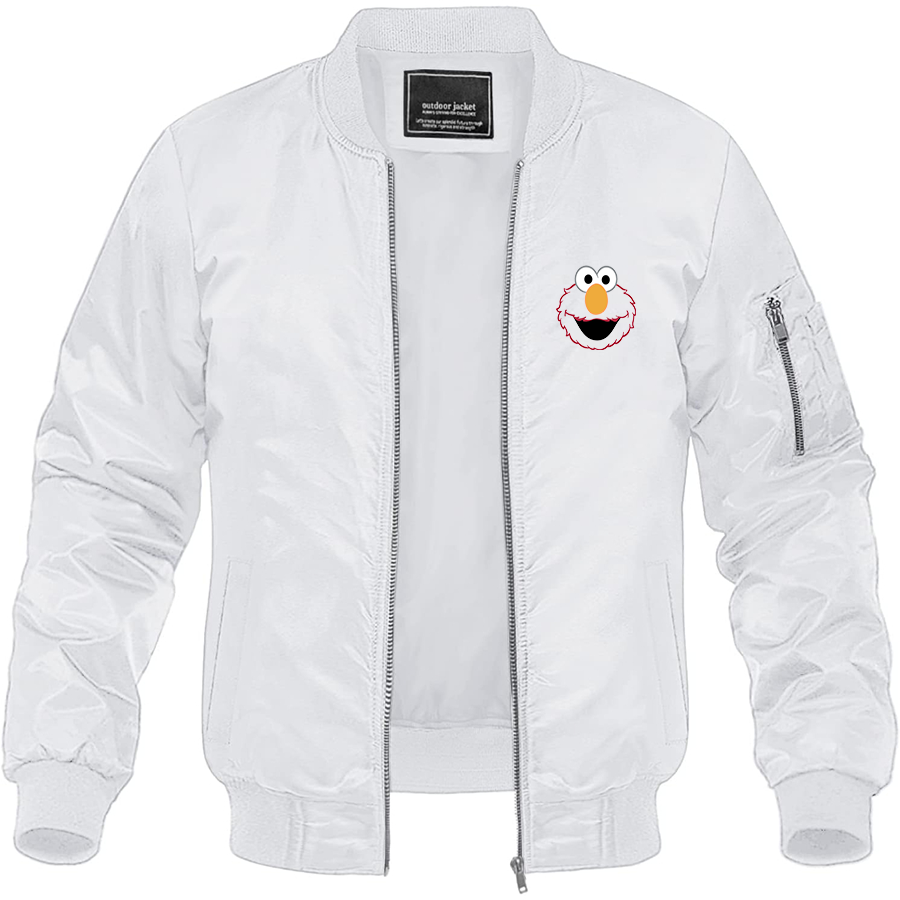 Men's Sesame Street Elmo Face Lightweight Bomber Jacket Windbreaker Softshell Varsity Jacket Coat