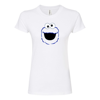Women's Sesame Street Cookie Monster face Round Neck T-Shirt