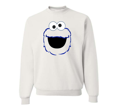 Men's Sesame Street Cookie Monster face Crewneck Sweatshirt